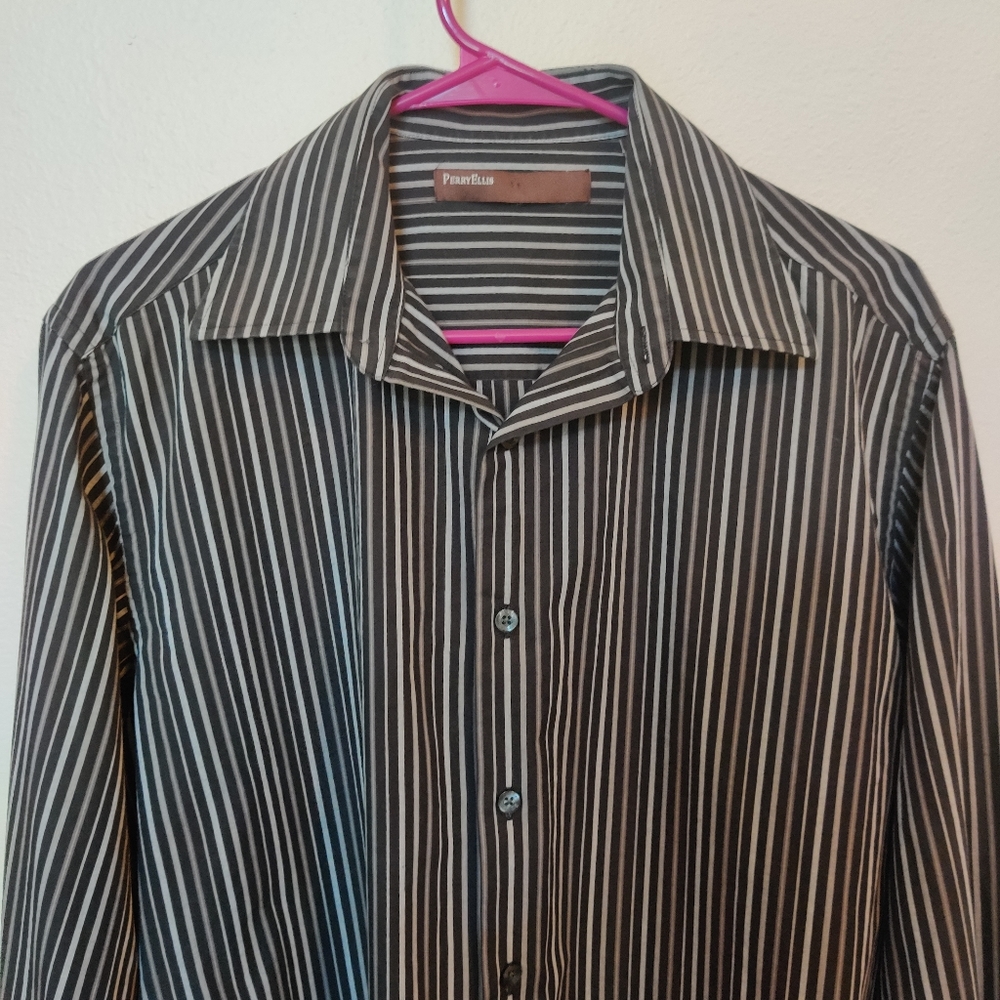 Perri Ellis men's Long sleeve thin stripped shirt